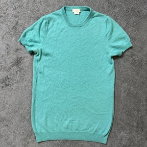 J Crew 100% Kaschmir T-Shirt Damen M Aqua Blau Kurzarm Italienisches Garn - Bild 1 von 4