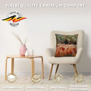 Keukenhof Gardens Belgian Woven Cushion Cover,Tapestry Floral Cushions 16x16in - Picture 1 of 12