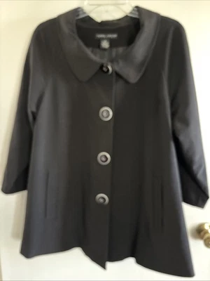 Abrigo swing elástico Larry Levine para mujer, manga 3/4, cuello redondo, talla 14 Foto 1 de 4