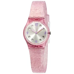 Swatch Rose Glistar Grey Dial Pink Glitter Silicone Leadies Watch LP132C - Picture 1 of 3
