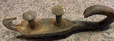 Antique Hand Forged Double End Hook with 2 Bolts Farm Salvage Americana - Image 1 of 4