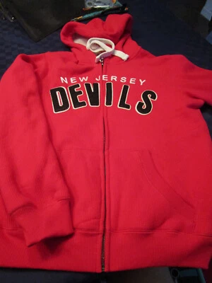 Nwt GIII  NEW JERSEY DEVILS ZIP FRONT THERMAL SHERPA LINED HOODED JACKET RED MED - Image 1 of 3