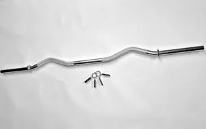 GfG 1" Zinc Plated EZ Curl Bar Weight Lifting Gym Barbell with Spring Collars - Picture 1 of 7