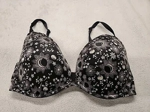 Victoria's Secret Bra Womens Size 34DD Push Up Stars Moon Astrology Black Adjust - Picture 1 of 10