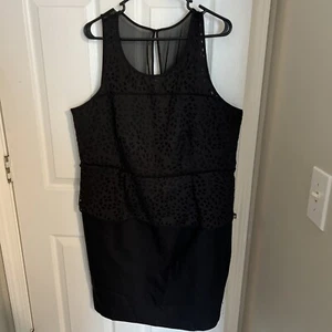 Lane Bryant Women's Sz 18 Sleeveless Netted Lace Fit Flare Dress Black - Picture 1 of 6