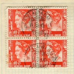 NETHERLAND INDIES; 1934 early Wilhelmina issue 10c. fine used BLOCK of 4 - Picture 1 of 1