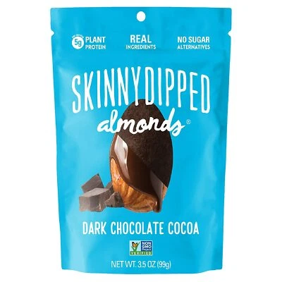 Almendras cubiertas de cacao chocolate oscuro SKINNYPPED, 3,5 OZ (paquete de 3) Foto 1 de 2