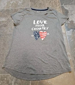 BCG T-Shirt Girls XL (16) Gray Americs USA Short Sleeve Polyester Tee - Picture 1 of 11