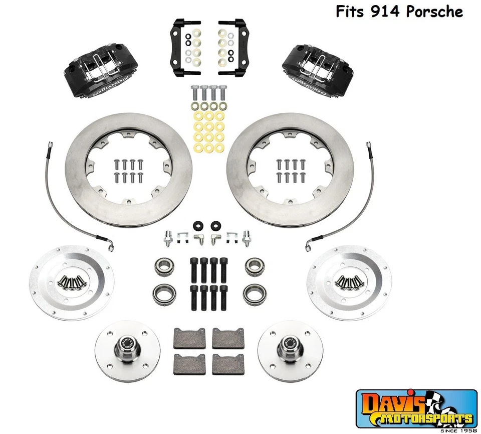 Kit de frenos delanteros Wilwood Powerlite, se adapta a Porsche 914 1973-1976, pinzas de 4 pistones Foto 1 de 4