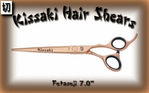 Kissaki Pro Hair Scissors 7.0" Futasuji Rose Gold Titanium Hair Cutting Shears - Picture 1 of 3