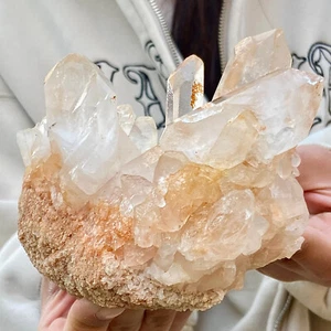 Racimo de cristal blanco natural de 1,47 lb cuarzo rojo espécimen cortical Reiki Healing - Imagen 1 de 12