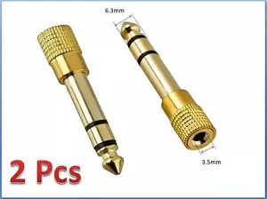 Cuffie adattatore audio stereo maschio oro 3,5 mm 1/8"" mono femmina a 6,3 mm 1/4 - Foto 1 di 2