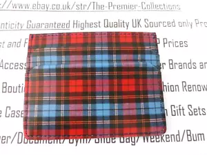 Billetera para tarjetas BEN SHERMAN para hombre con estampado rojo tartán negro compacto nuevo sin etiquetas - Imagen 1 de 6