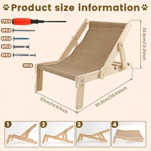Cat Sisal Chair Adjustable Angle Cat Hammock Chair Load Bearing Cat EQ - Picture 1 of 11