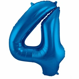 NUMBER 4 BLUE METALLIC FOIL BALLOON 86CM COLOURFUL BIRTHDAY PARTY - Picture 1 of 2