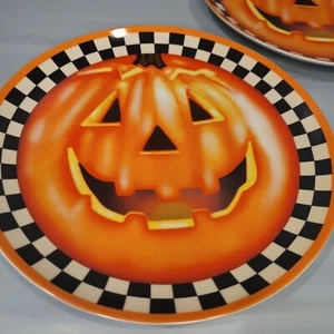 2 Cookie Treat Platters Serving Dish 10" Plate Jack o Lantern - Picture 1 of 8