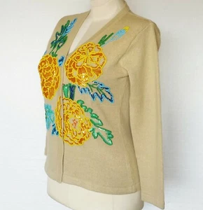 Storybook Knits Sweater Cardigan NEW w/ Tags Dazzling Marigolds Flower Sequin XS - Picture 1 of 10