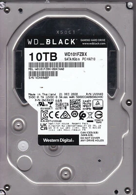 WD101FZBX-00ATAA0 sn: VCH Q38AN3 DEC 2020 Thailand 10TB 3.5 SATA Western Digital - Image 1 of 4