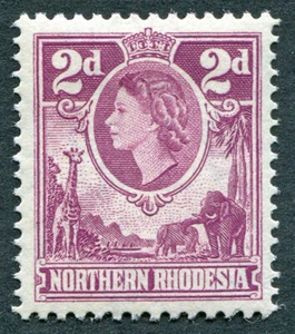 NORTHERN RHODESIA 1953 2d reddish purple SG64 MH FG Queen Elizabeth II #A01 - Picture 1 of 1