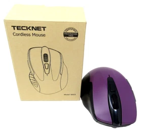 Tecknet Cordless Computer Mouse Purple Model M0003 2 AAA Batteries 6 Buttons  c - Picture 1 of 12