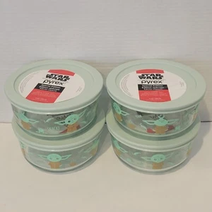 Pyrex Storage Bowls Star Wars Baby Yoda Snack Please Special Edition Set Of 4 - Picture 1 of 4