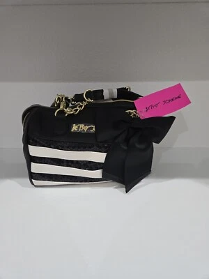 Cartera BETSEY JOHNSON Lentejuelas Rayas, Rayas Mediana Nueva con Etiquetas Negra  Foto 1 de 4