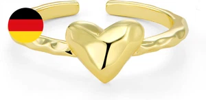Hammered Ringe Gold Silber 925 Herz Damen Verstellbar Schmuck für Frauen Freundi - Bild 1 von 6