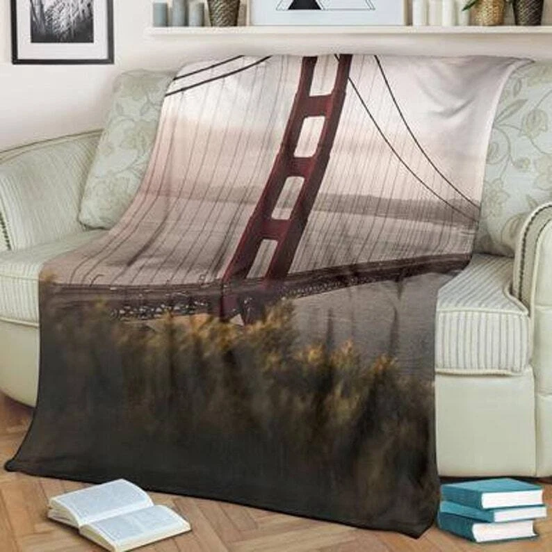 Acogedor sofá sofá cama de felpa regalo manta puente Golden Gate Foto 1 de 4