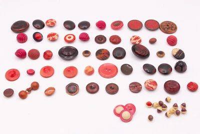 Antique Celluloid hollow body buttons in red tones - 50 count - Image 1 of 4