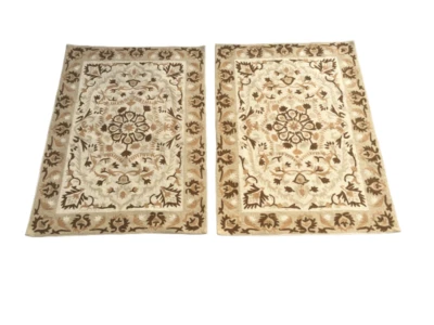 Lote de 2 alfombras de lana florales orientales vintage tejidas a mano con puntada de cadena 2x3 pies Foto 1 de 4