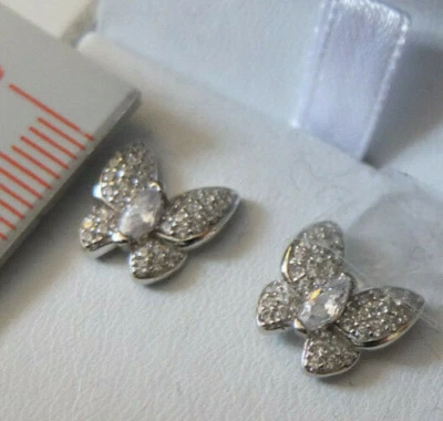 Gia Fiorella Orecchini A Forma Di Farfalla In Argento Sterling 925 Con Zirconia - Immagine 1 di 4