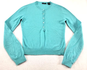 Moda International Cashmere Sweater Womens S Seafoam Green Long Sleeve Button Up - Picture 1 of 7