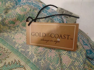 Gold Coast Women's Scarf Wrap Fringed Turquoise Beige  Rectangle 74 x 29" New! - Picture 1 of 7