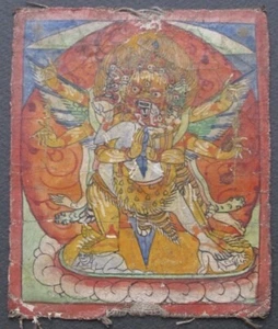 Painting Tsakli Thangka Mahakala From Tibet - Picture 1 of 5