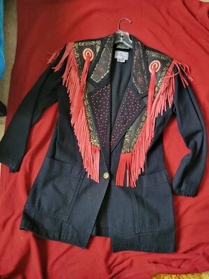 Womans designer western blazer w/fringe, rhinestones etc, size S - an original  - Image 1 of 4