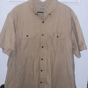 Herren 3XL Carhartt Hemd Relaxed Fit Knopfleiste Kurzarm Khaki Hellbraun - Bild 1 von 5