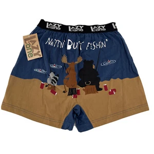 Lazy One Boxers Mens Small Nuttin Butt Fishin Blue - Picture 1 of 6