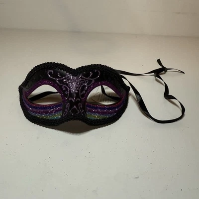 NWT Black Venetian Classic Masquerade Costume Eye Mask Prom Halloween Party - Image 1 of 4