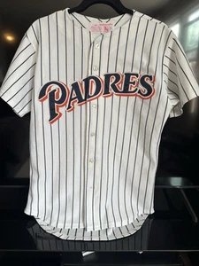 Vintage San Diego Padres  Stripes Button Up Jersey Men's 42 Taylor - Picture 1 of 3