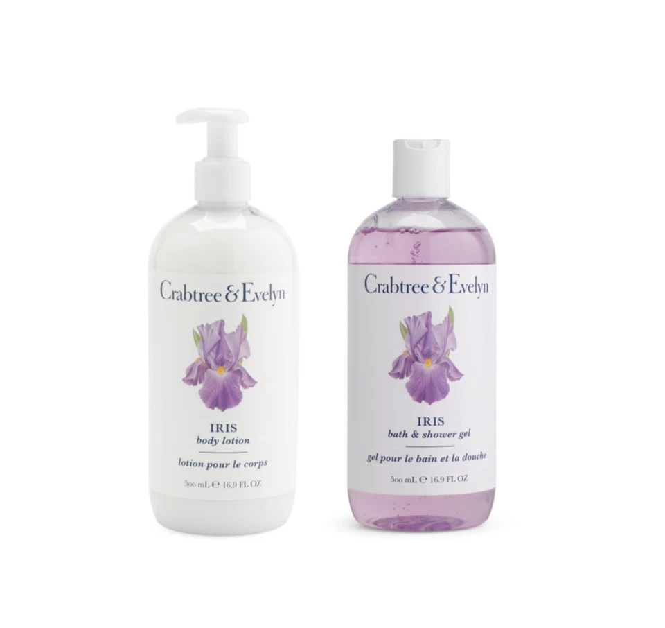 NUEVO Crabtree & Evelyn IRIS Loción Corporal Perfumada y Gel de Ducha de Baño 16.9 OZ cada uno Foto 1 de 1