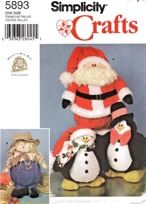 PENGUINS SANTA SCARECROW Decorative Dolls Simplicity Sewing Pattern 5893 - Image 1 of 2