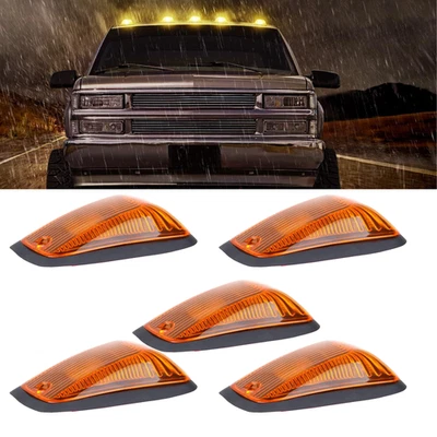 Luces de separación de marcadores de techo de cabina ámbar para Chevy/GMC 5x 12v + base 5x Foto 1 de 4