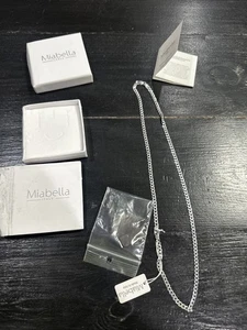 Bordillo de eslabones cubanos de plata de ley 925 maciza con corte de diamante Miabella - Imagen 1 de 10
