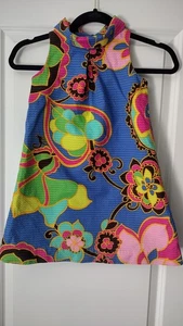 Lilly Pulitzer Dress Girls Size 6 Sleeveless Monkey Blue Colorful A Line Retro - Picture 1 of 7
