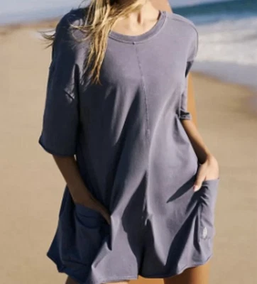 Camiseta mameluco Free People FP Movement Hot Shot talla mediana azul de gran tamaño *DEFECTUOSA Foto 1 de 4