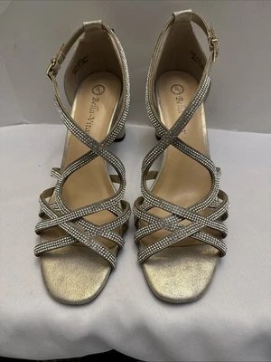 Туфли на блочных каблуках со стразами Bella Vita Aliette мягкие золотистые металлик размер 10 Вт - Изображение 1 из 4