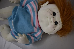 Cabbage Patch Kid Newborn weiche Skulptur Puppe braune Haare ohne Etikett - Bild 1 von 2