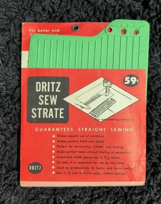 复古 Dritz Sew Strate 绿色塑料通用缝纫指南 1957 带说明  — 第 1/3 张图片