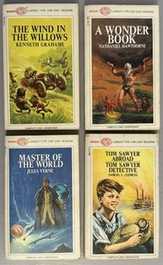 4 Vintage Magnum Easy Eye Paperback Books Top Sawyer Master of the World Willows - Picture 1 of 6