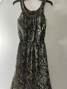 Vestido JULES & LEOPOLD Estampado de Cebra Media Pantorrilla Informal Sin Mangas de Gasa Talla S Nuevo con Etiquetas - Imagen 1 de 12